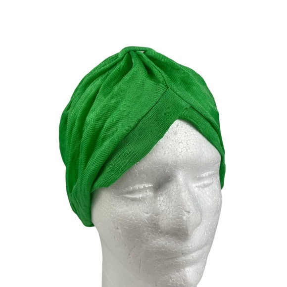 Vintage Turban Hair Wrap Green Union Made USA 1950s OSFA Hat Cap Ladies Woman’s - Picture 7 of 13
